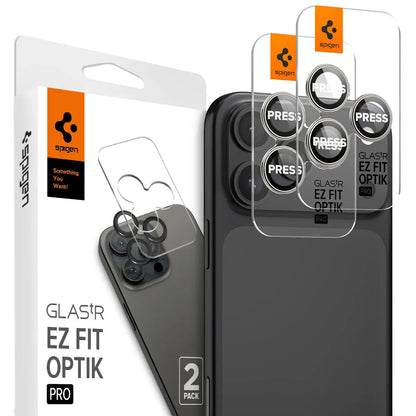 [2 Pack] iPhone 17 Pro Max / 17 Pro / 16 Pro Max / 16 Pro / 15 Pro Max / 15 Pro / 14 Pro Max / 14 Pro Camera Lens Protector EZ Fit Optik Pro