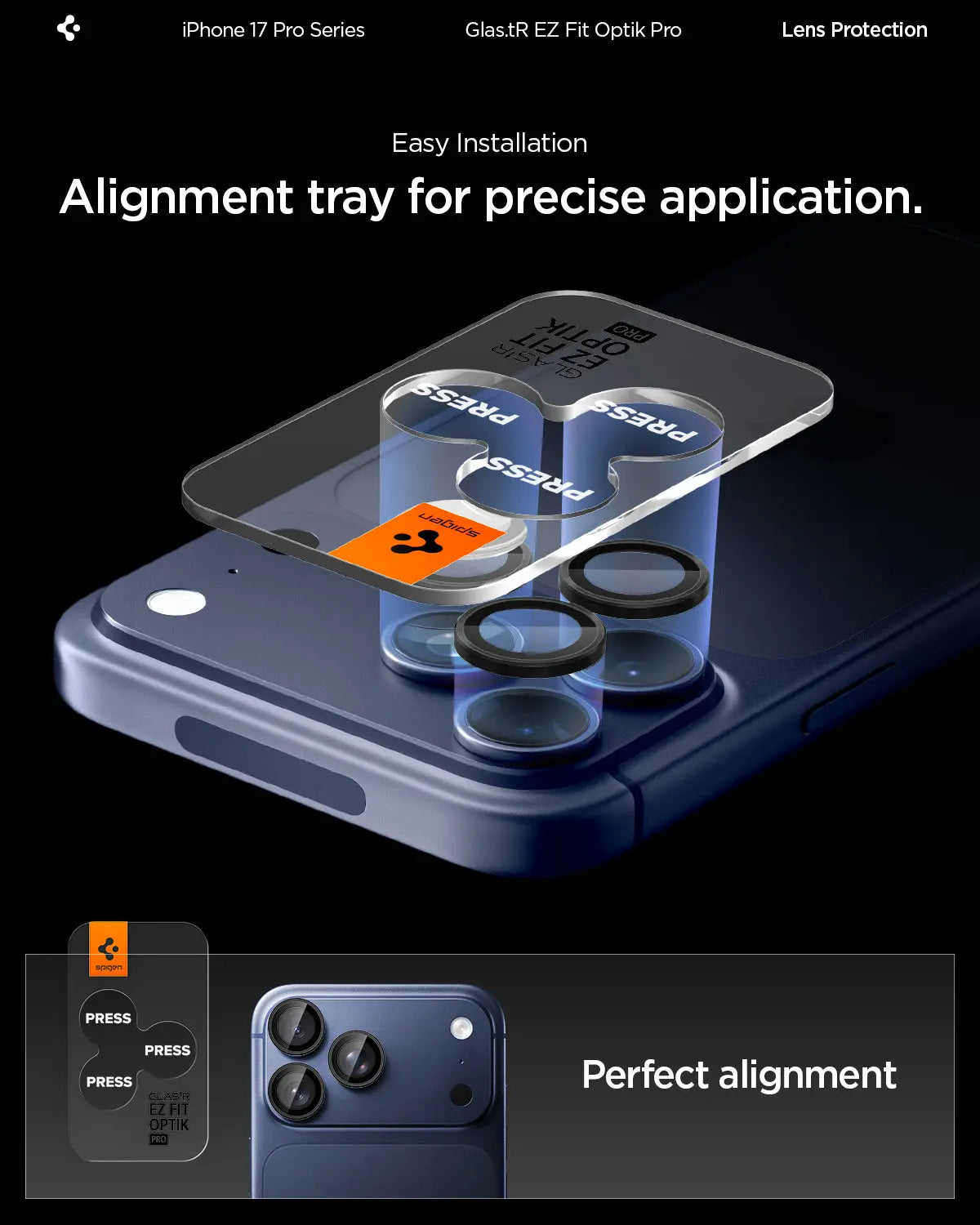 [2 Pack] iPhone 17 Pro Max / 17 Pro / 16 Pro Max / 16 Pro / 15 Pro Max / 15 Pro / 14 Pro Max / 14 Pro Camera Lens Protector EZ Fit Optik Pro