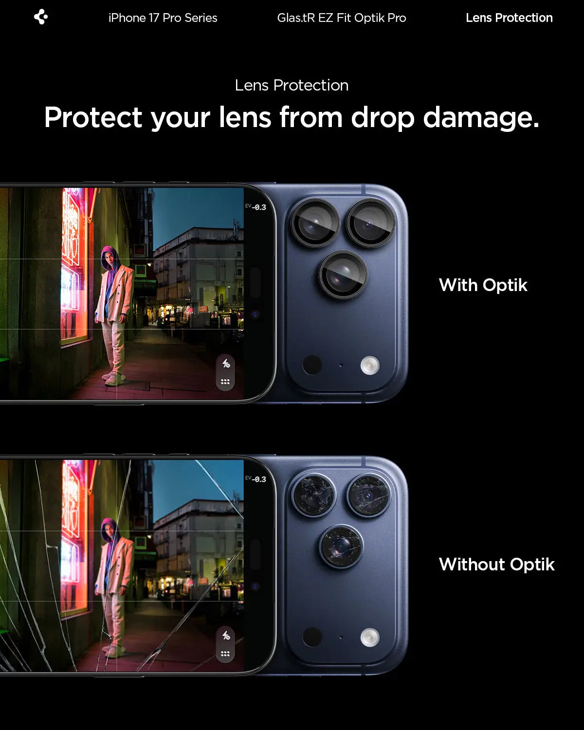 [2 Pack] iPhone 17 Pro Max / 17 Pro / 16 Pro Max / 16 Pro / 15 Pro Max / 15 Pro / 14 Pro Max / 14 Pro Camera Lens Protector EZ Fit Optik Pro