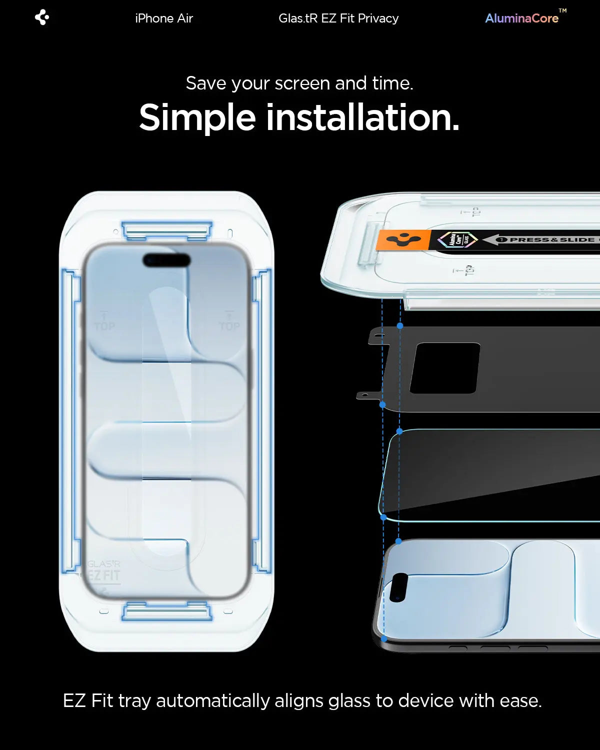 [2 Pack] iPhone Air Privacy Tempered Glass EZ Fit