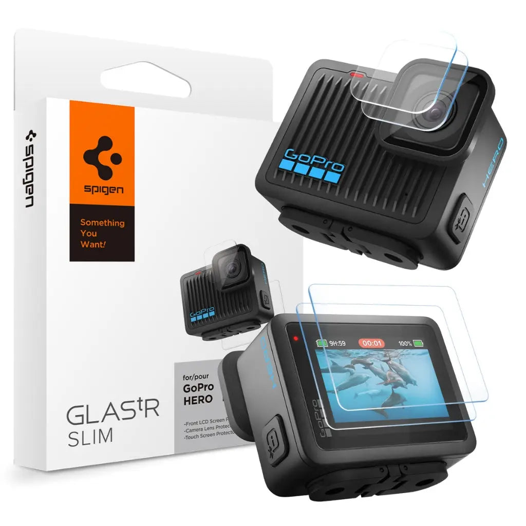 [4 Pack] Spigen GoPro Hero 4K Screen Protector Glas tR Slim (2Pack Camera Lens Protectors + 2Pack Touch Screen Protectors)