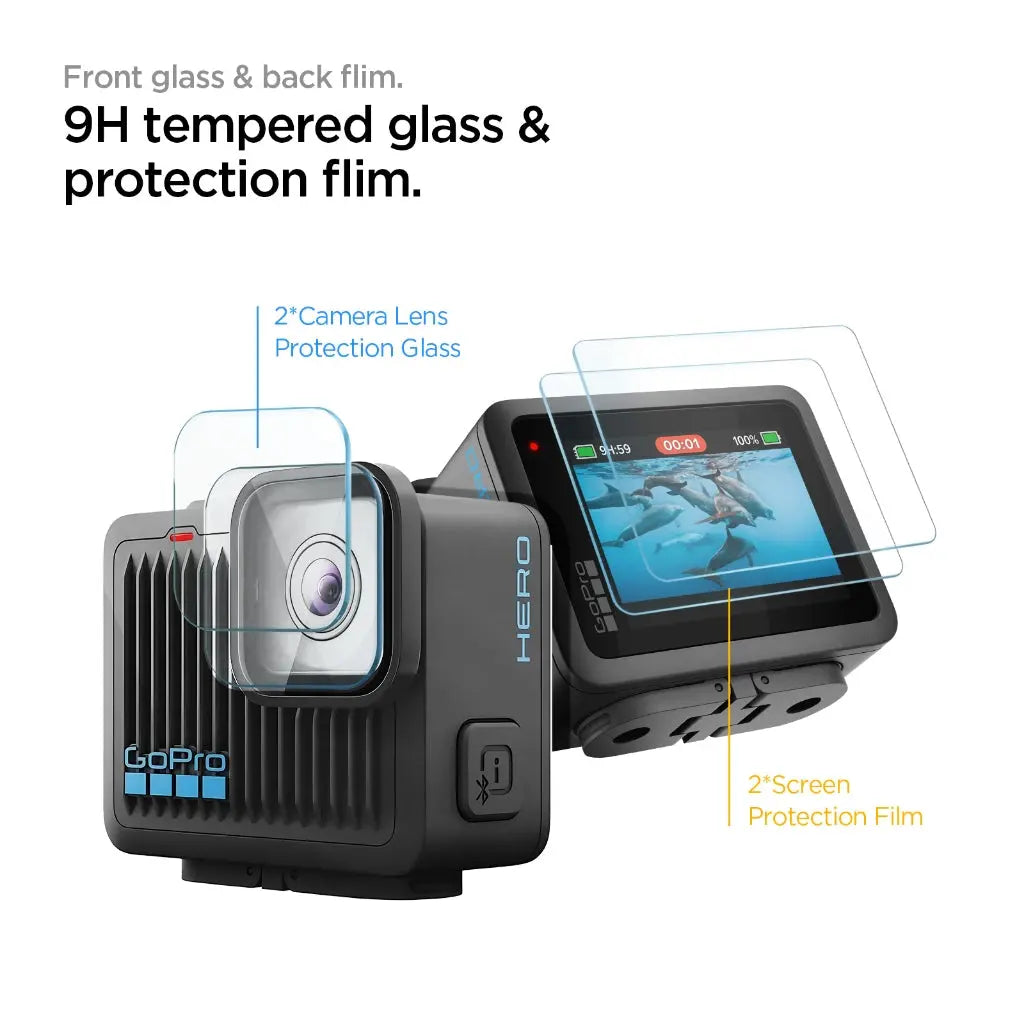 [4 Pack] Spigen GoPro Hero 4K Screen Protector Glas tR Slim (2Pack Camera Lens Protectors + 2Pack Touch Screen Protectors)