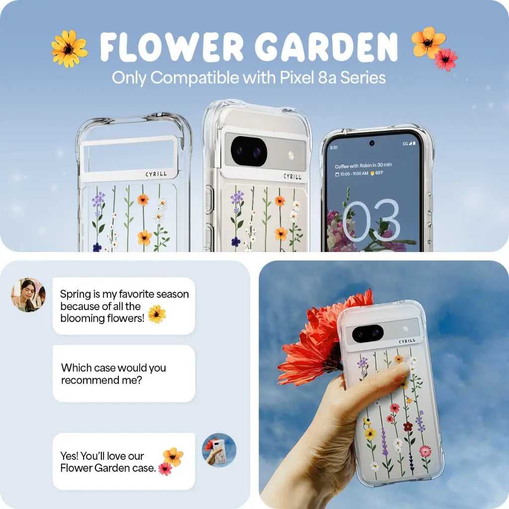 CYRILL Cecile Google Pixel 8a Case Flower Garden Google Pixel 8a Cover Spigen Sub Brand With Lanyard Strap Floral Design