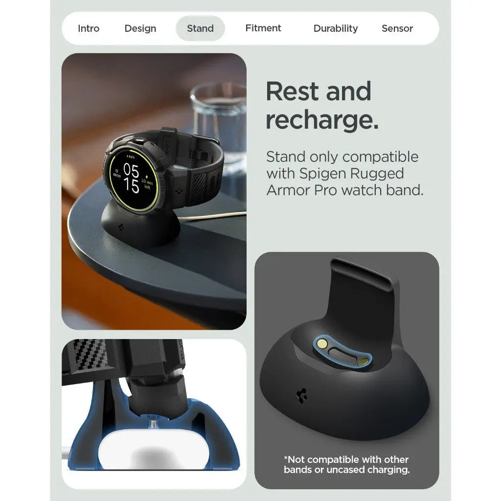 Google Pixel Watch 4 Case (45mm) Rugged Armor Pro with Charger Stand