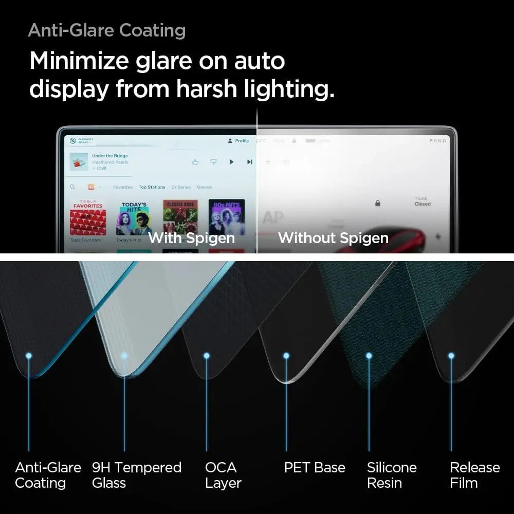 Spigen Tesla Model 3 (2024) / Highland Edition Screen Protector EZ Fit GLAS.tR Anti-Glare Slim 9H Tempered Glass