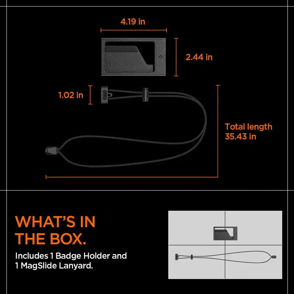 Spigen ID Badge Holder MagSlide Card Wallet Card Holder 2 Cards with Lanyard Strap Wrist Strap