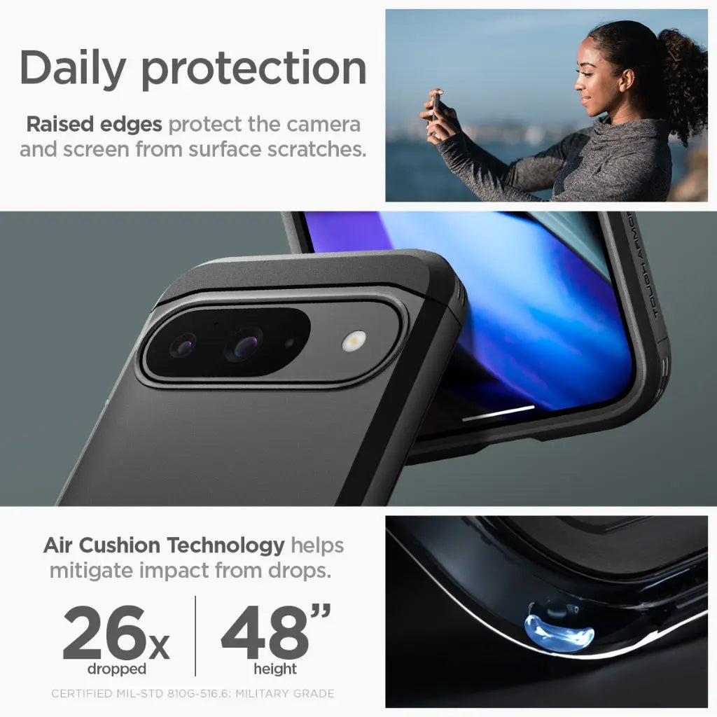 Spigen Google Pixel 9 Pro / Pixel 9 Case Tough Armor Cover Kickstand & Extreme Drop Protection Casing