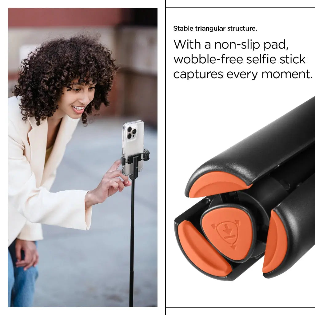 Spigen 146cm Selfie Stick Tripod S541W Auto Open Phone Stand Selfie Stick Rechargable Remote Phone Holder Stand