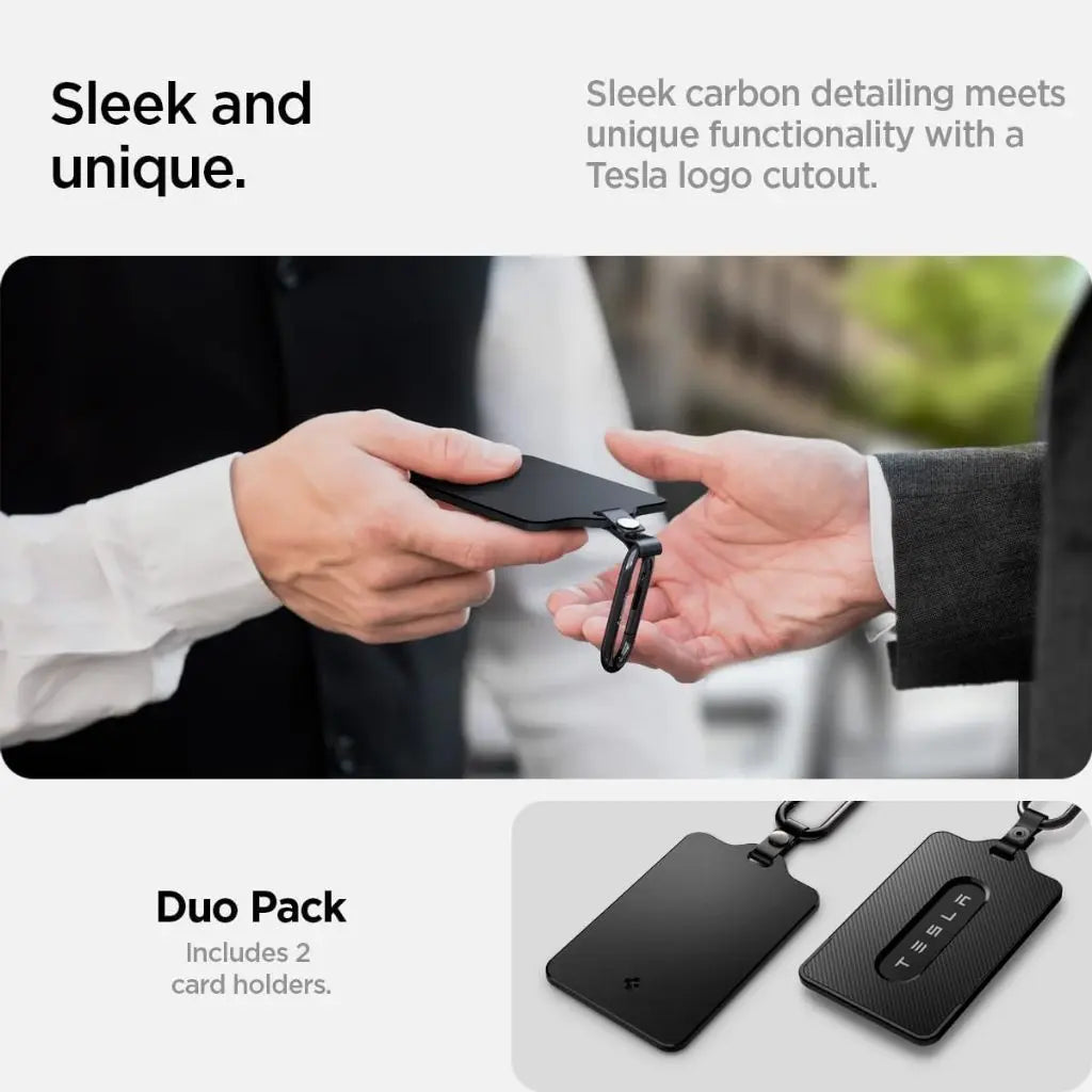 Spigen 2 Pack Tesla Model 3 / Y / S / X Key Card Protector Premium Card Holder Carabiner Tesla Accessories Key Holder