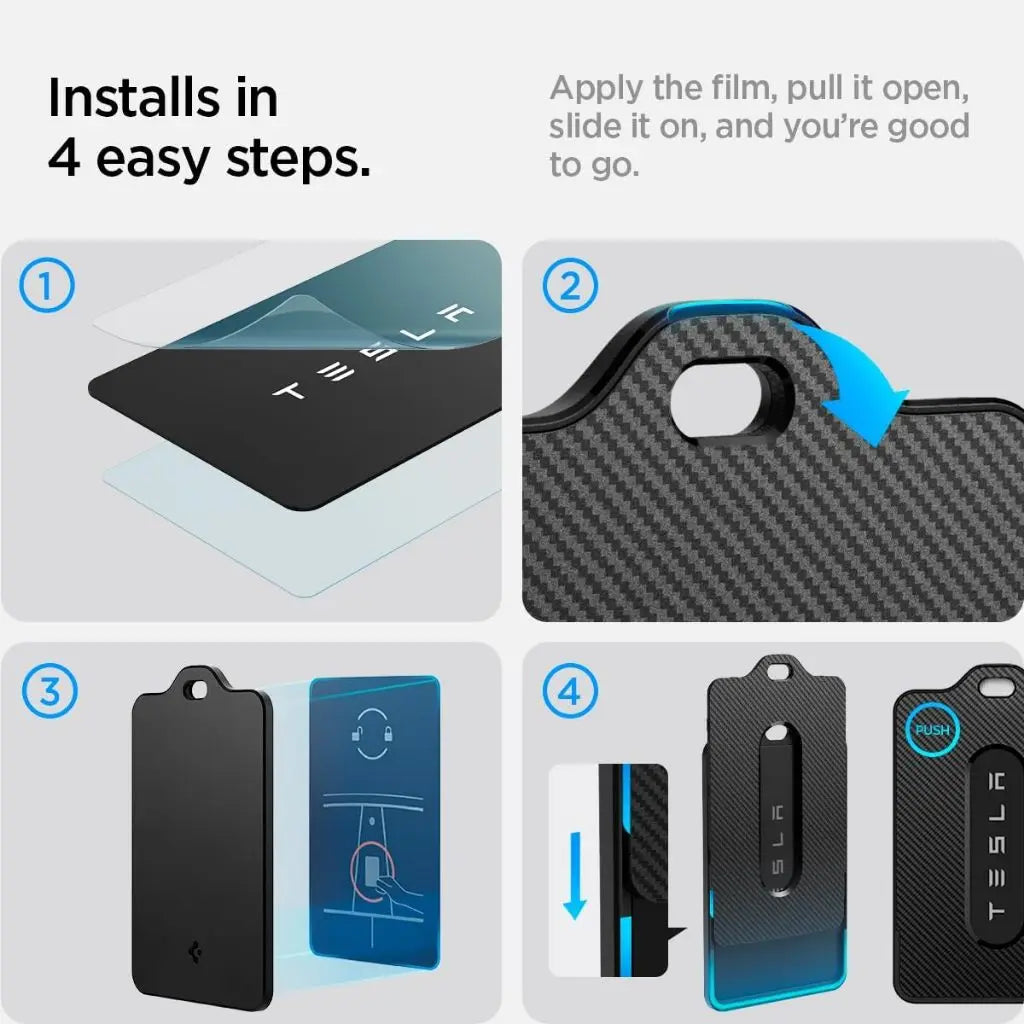 Spigen 2 Pack Tesla Model 3 / Y / S / X Key Card Protector Premium Card Holder Carabiner Tesla Accessories Key Holder