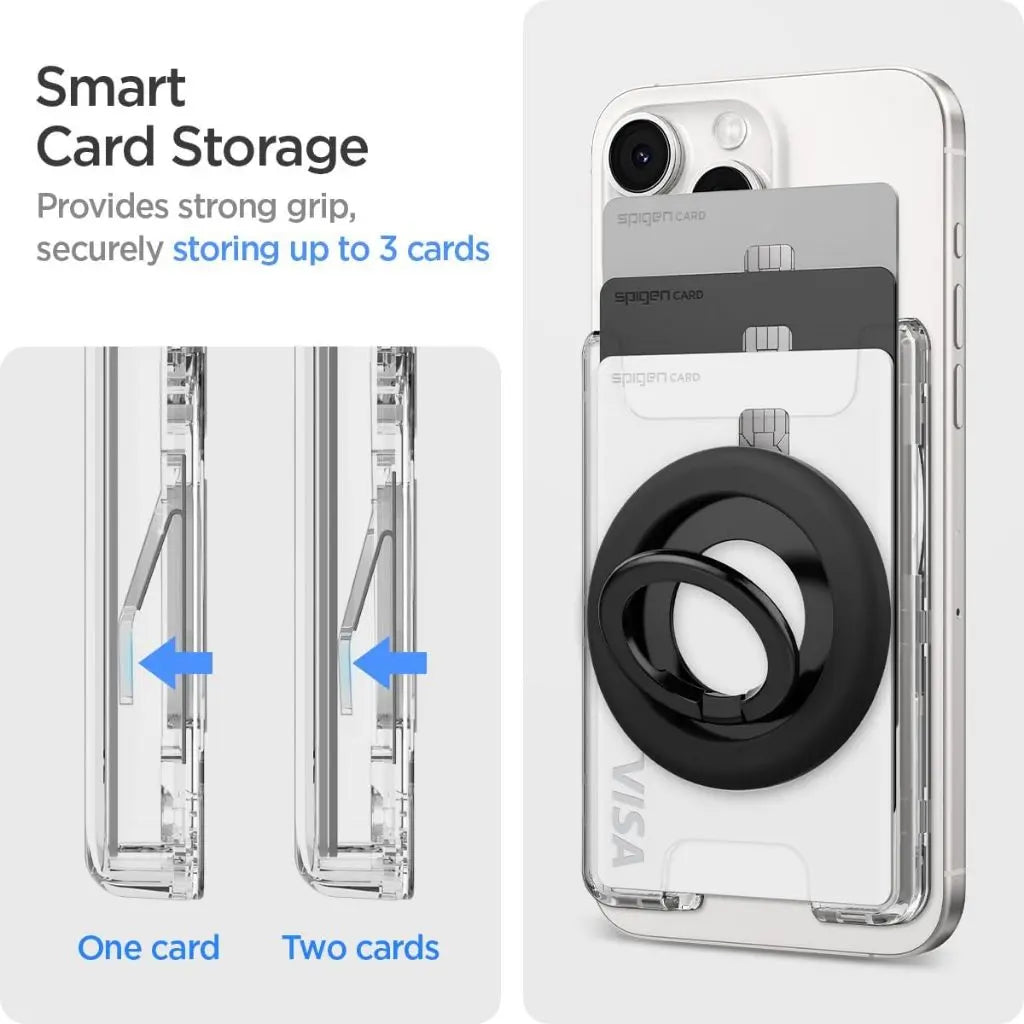 Spigen 3 Cards Magnetic Wallet Ultra Hybrid MagFit+ Dual Side Magnetic Card Holder for iPhone