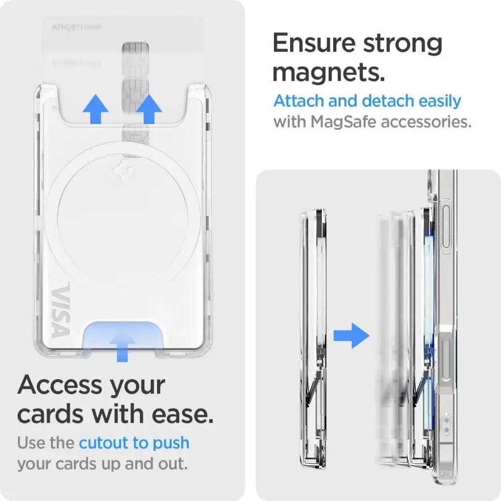 Spigen 3 Cards Magnetic Wallet Ultra Hybrid MagFit+ Dual Side Magnetic Card Holder for iPhone