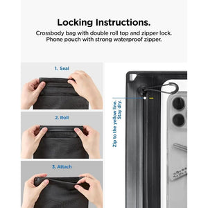 Spigen A640 Aqua Shield Waterproof Bag Crossbody Bag Dual Detachable Pocket IPX8 Waterproof pouch