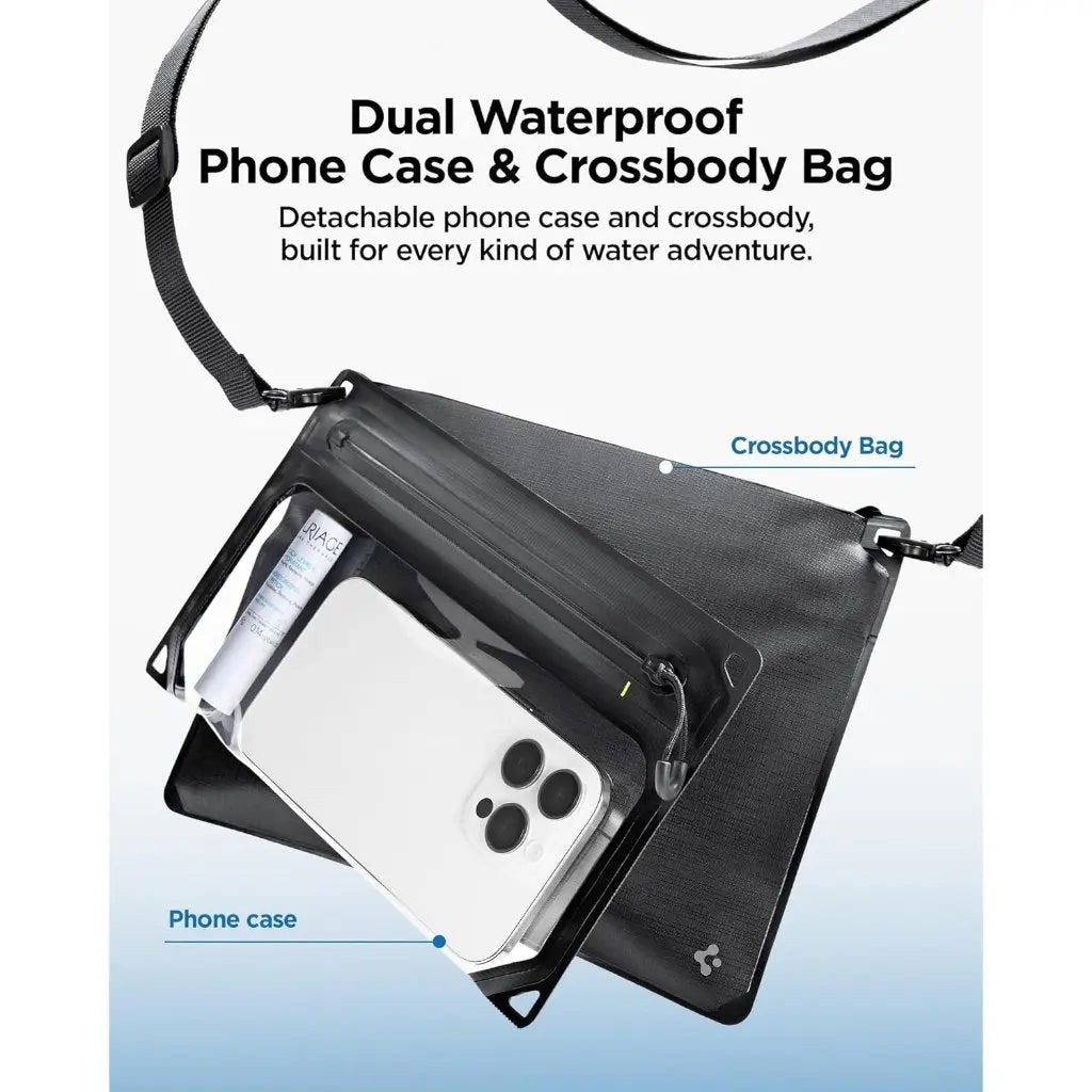 Spigen A640 Aqua Shield Waterproof Bag Crossbody Bag Dual Detachable Pocket IPX8 Waterproof pouch