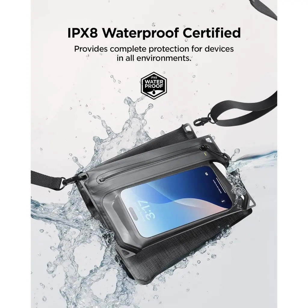 Spigen A640 Aqua Shield Waterproof Bag Crossbody Bag Dual Detachable Pocket IPX8 Waterproof pouch