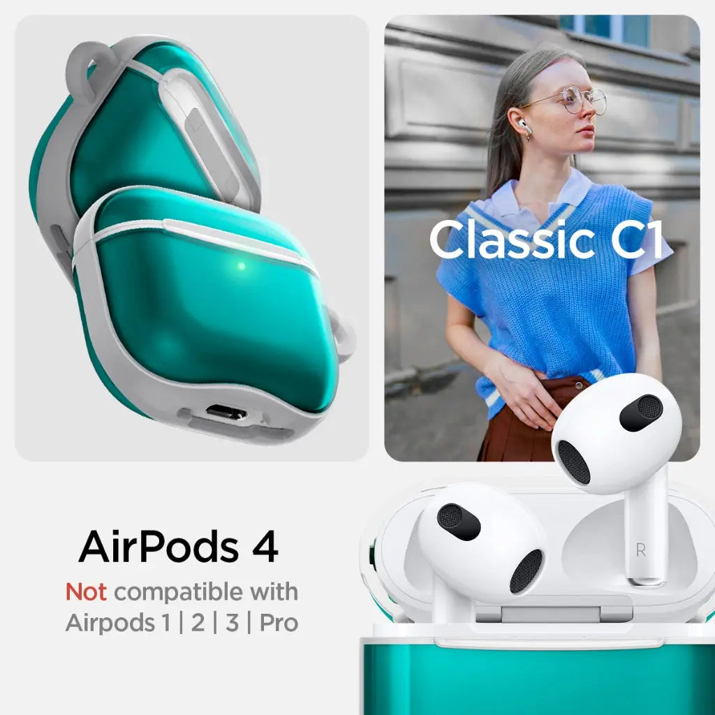 Spigen AirPods 4th Gen (2024) Case Classic C1 Wireless Earbuds Casing Drop Protective Translucent Case Airpods 4 Cover
