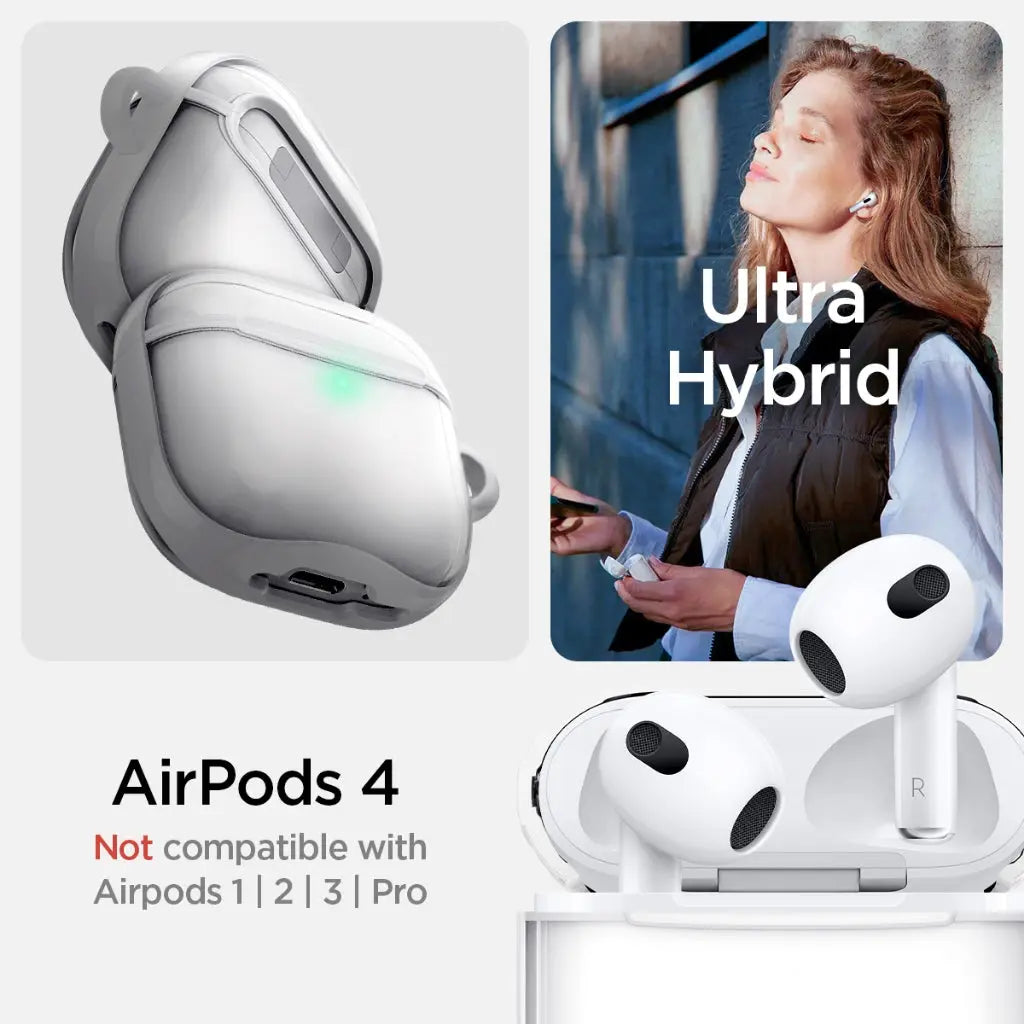 Spigen AirPods 4th Gen (2024) Case Ultra Hybrid Wireless Earbuds Casing Drop Protective Clear Case Airpods 4 Cover