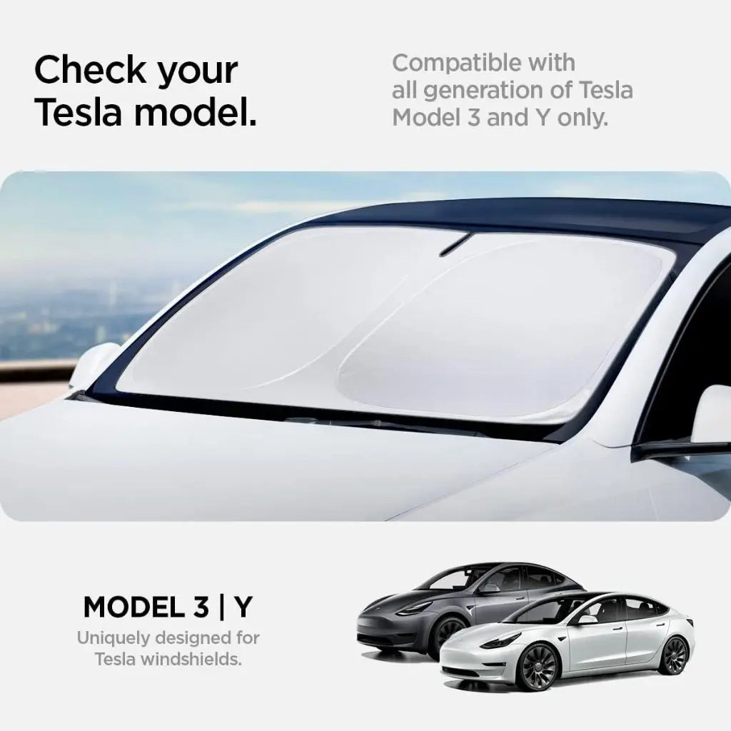 Spigen  All Tesla Model Y & 3 Front Windshield Sunshade Tesla Accessories TO260 Car Accessories