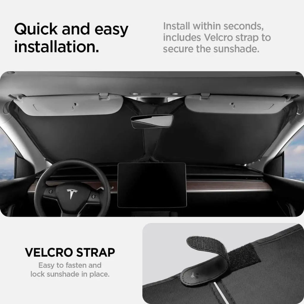 Spigen  All Tesla Model Y & 3 Front Windshield Sunshade Tesla Accessories TO260 Car Accessories