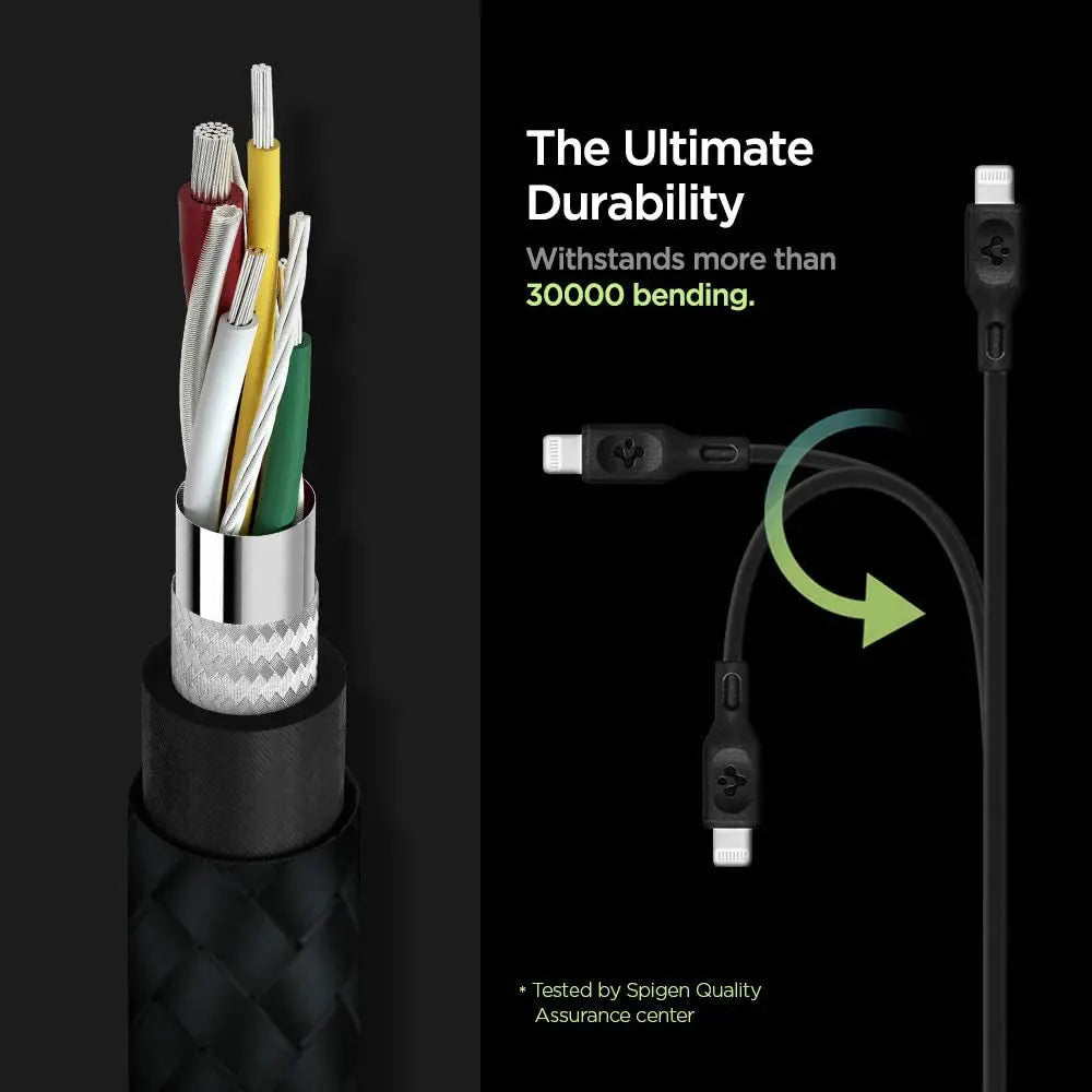 Spigen DuraSync™ USB-C to Lightning Cable With Power Delivery Type C Cable Fast Charging Cable iPhone Cable USB C Cable