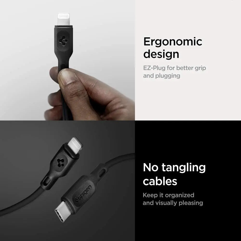 Spigen DuraSync™ USB-C to Lightning Cable With Power Delivery Type C Cable Fast Charging Cable iPhone Cable USB C Cable