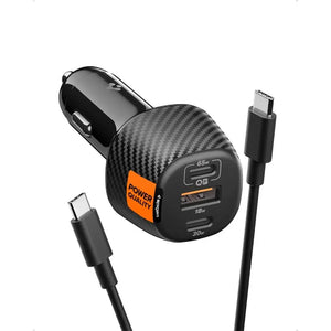 Spigen Essential 3 Ports 113W Car Charger Fast Charging with Type C Cable Car Charger Adapter