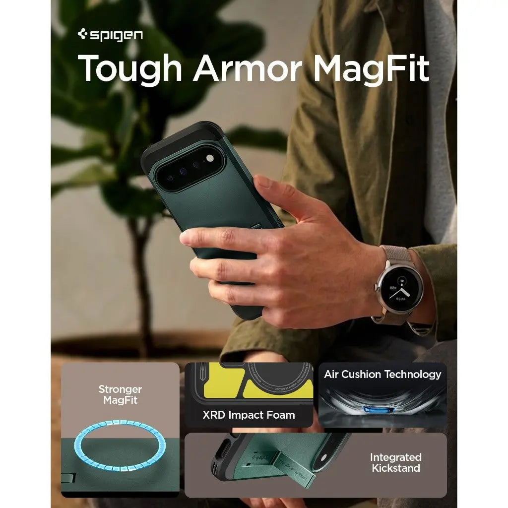 Spigen Google Pixel 11 Pro Case Tough Armor MagFit Magnetic Phone Case Kickstand Pixel 11 Pro Cover