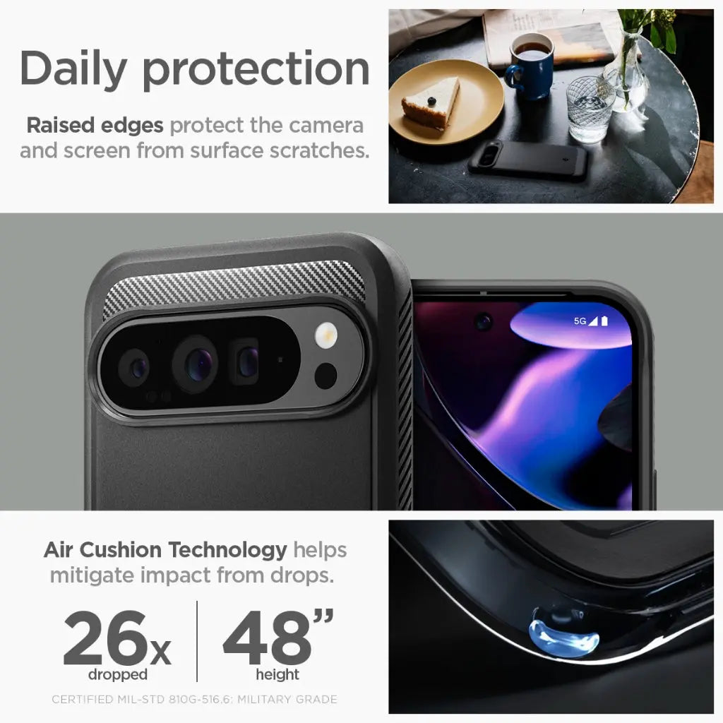 Spigen Google Pixel 9 Pro XL Case Rugged Armor Google Pixel 9 Pro XL Casing Mil-Grade Protection Car-inspired Design