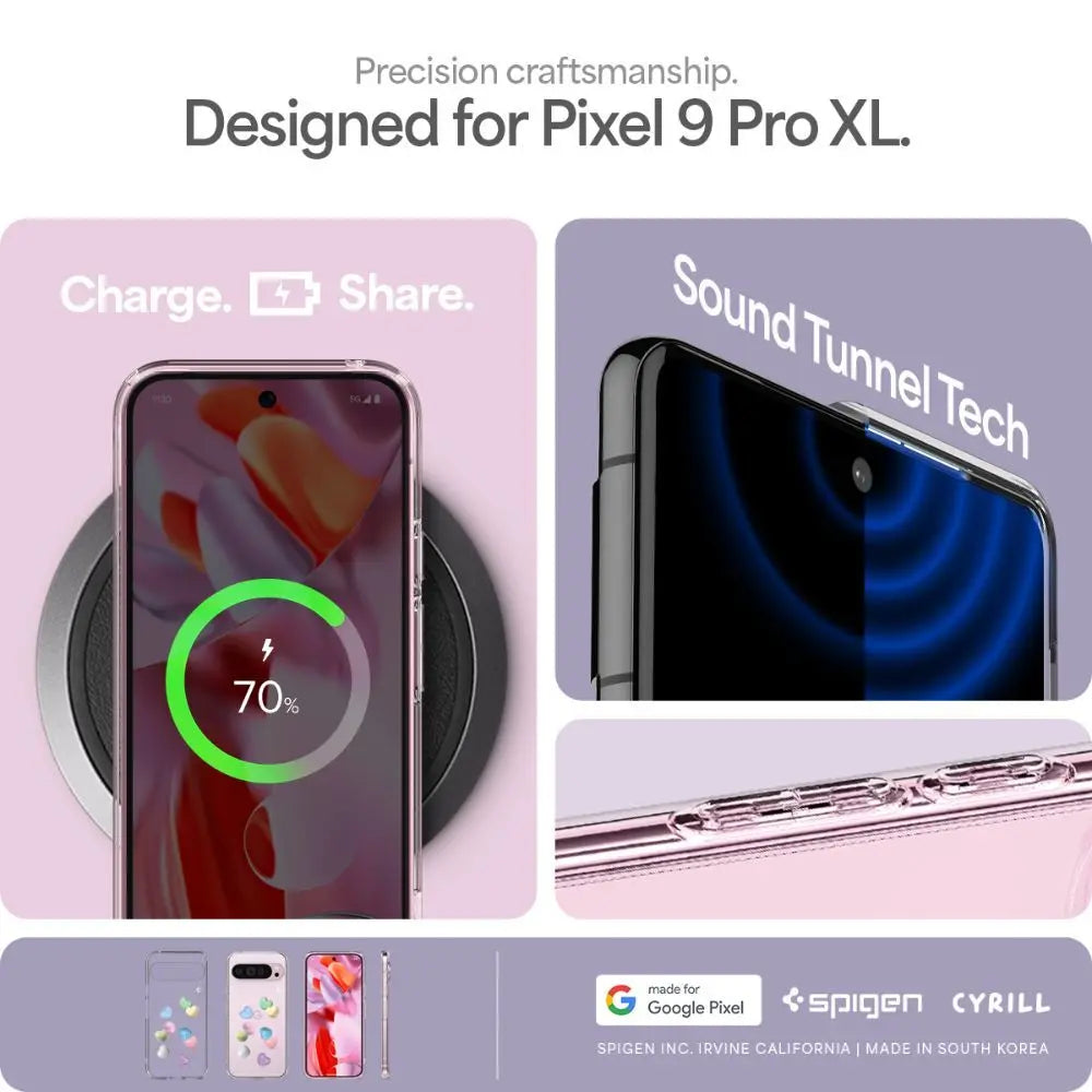 Spigen Google Pixel 9 Pro XL Case Ultra Hybrid Candy Hearts Transparent Casing Air Cushion Technology Protection