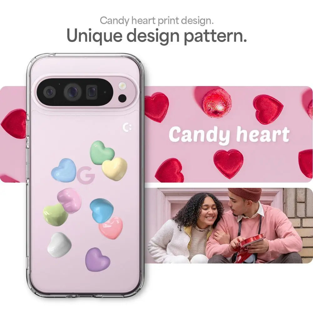 Spigen Google Pixel 9 Pro XL Case Ultra Hybrid Candy Hearts Transparent Casing Air Cushion Technology Protection