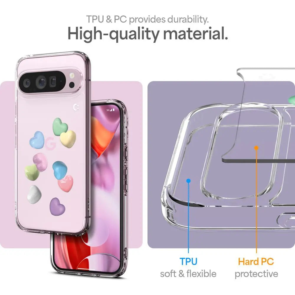 Spigen Google Pixel 9 Pro XL Case Ultra Hybrid Candy Hearts Transparent Casing Air Cushion Technology Protection