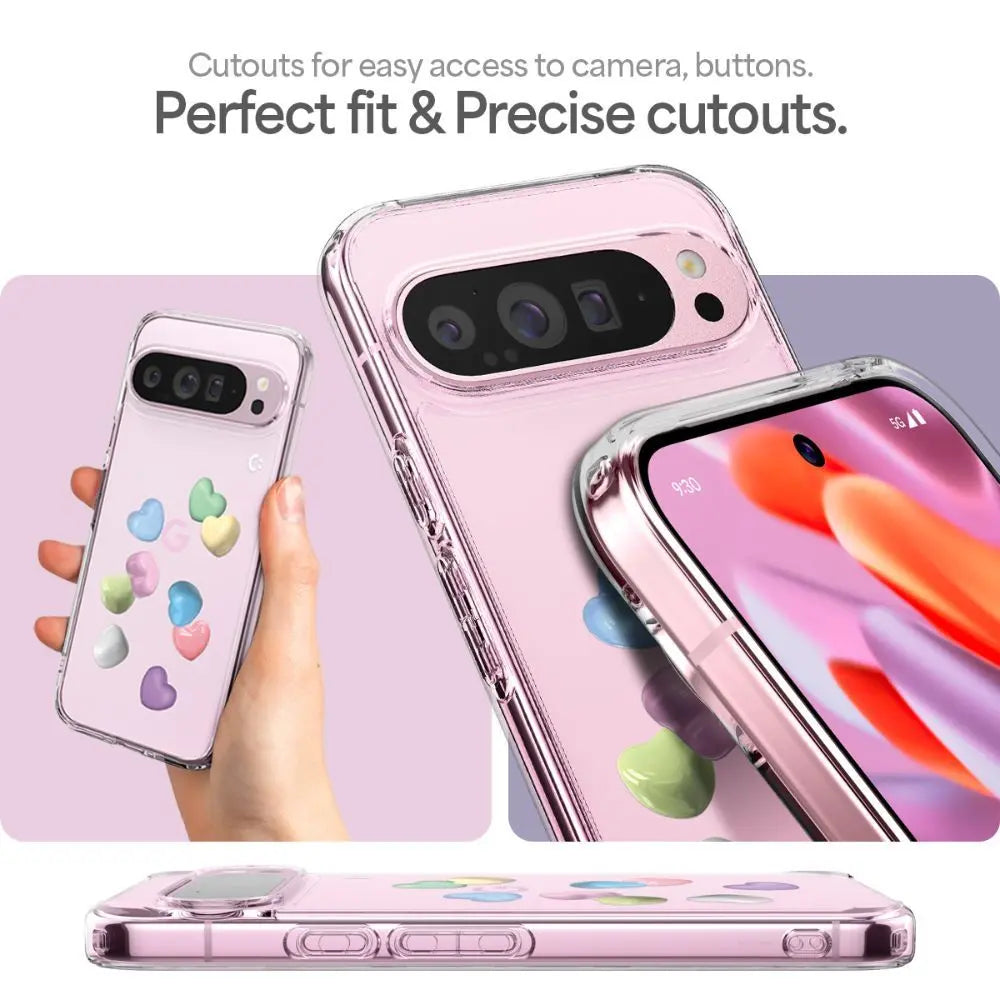 Spigen Google Pixel 9 Pro XL Case Ultra Hybrid Candy Hearts Transparent Casing Air Cushion Technology Protection