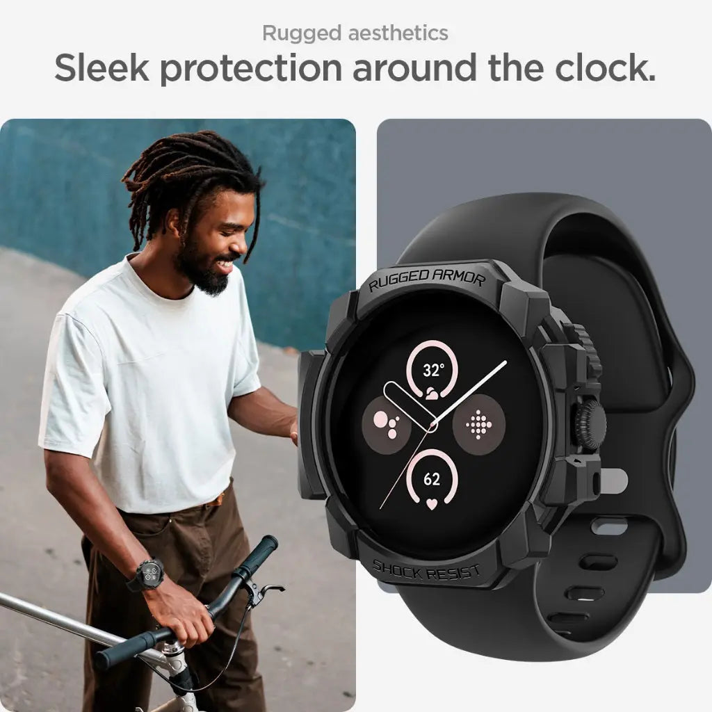 Spigen Google Pixel Watch 3 (45mm) Case Rugged Armor Google Pixel Watch Cover Drop Protection Watch Casing