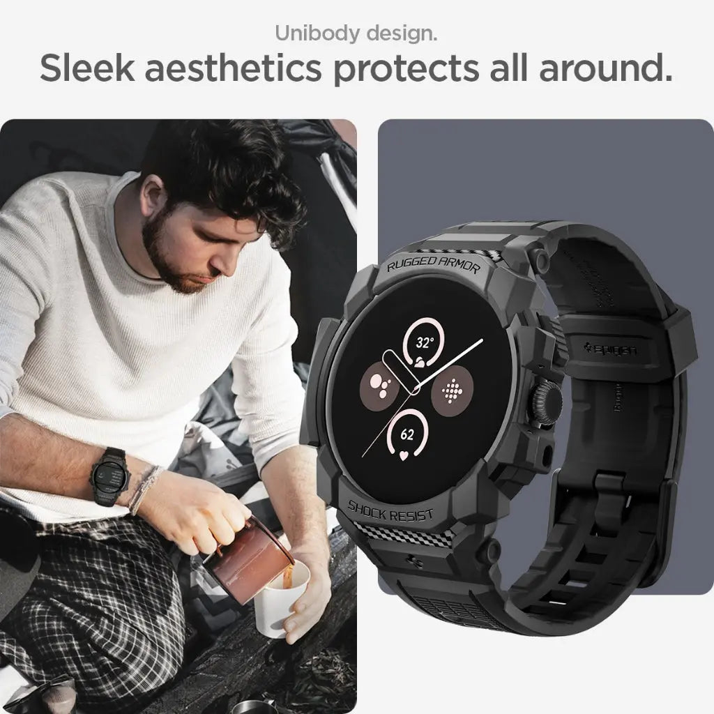 Spigen Google Pixel Watch 3 (45mm) Case Rugged Armor Pro Google Pixel Watch Cover Watch Band Watch Strap
