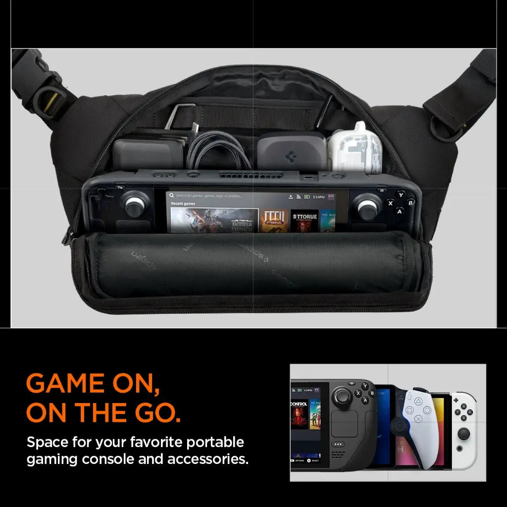 Spigen Klasden KD410 Sling Bag for Phone, Steam Deck, Nintendo Switch, iPad Mini, PlayStation Portal, ASUS ROG Ally