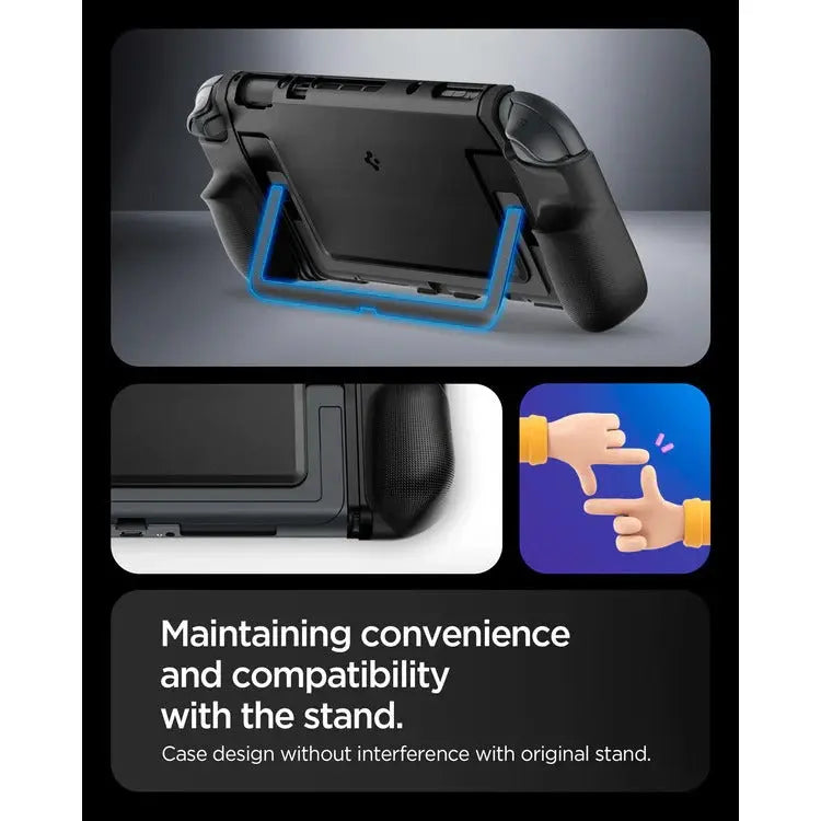 Spigen Nintendo Switch 2 Case (2025) Dual Grip Enhanced Grip with Kickstand and Dock Compatible Case Drop Protection