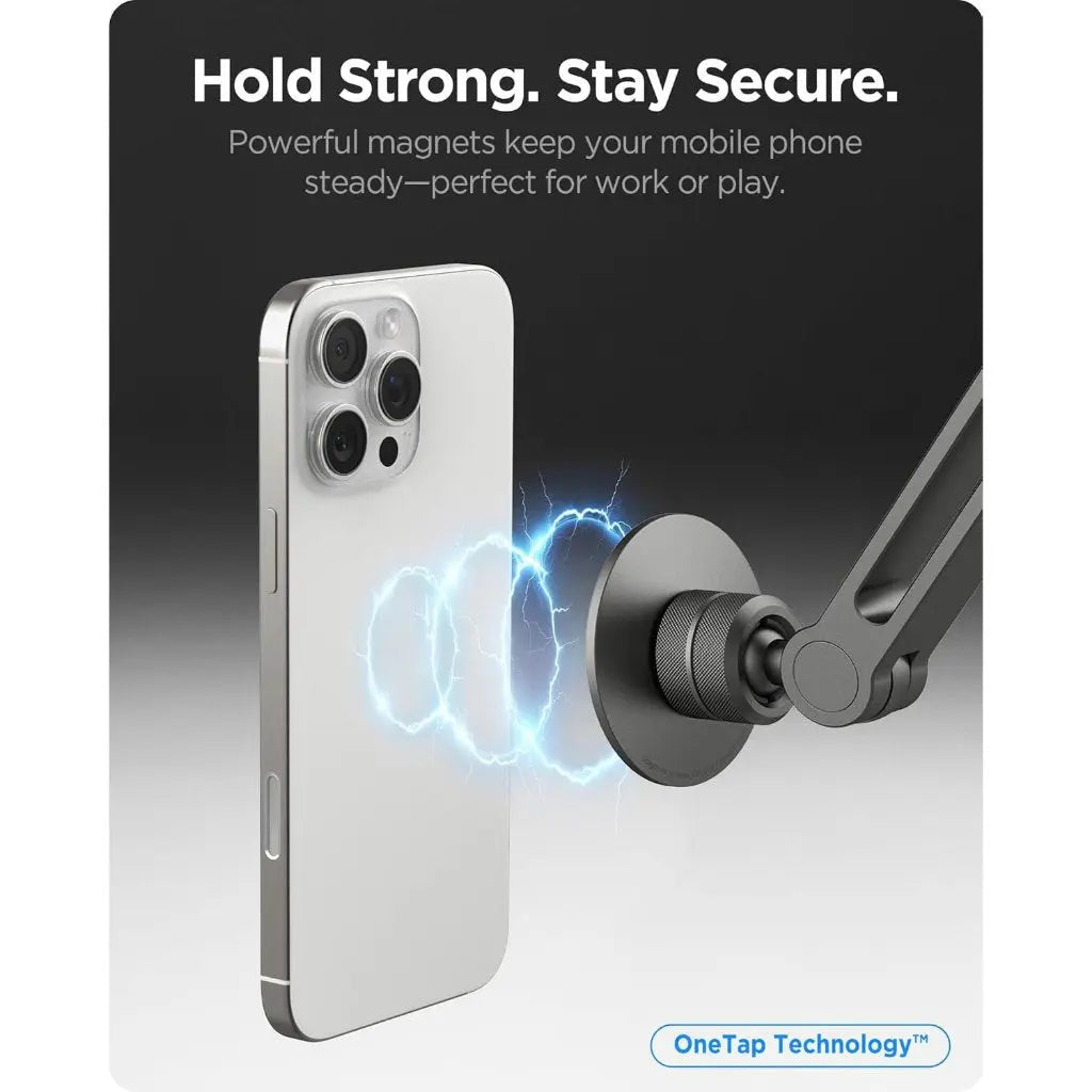 Spigen OneTap MagFit Phone Holder Magnetic Clamp Phone Stand Adjustable for Desk Bed 360° Rotation