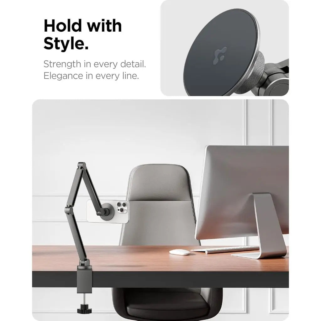 Spigen OneTap MagFit Phone Holder Magnetic Clamp Phone Stand Adjustable for Desk Bed 360° Rotation