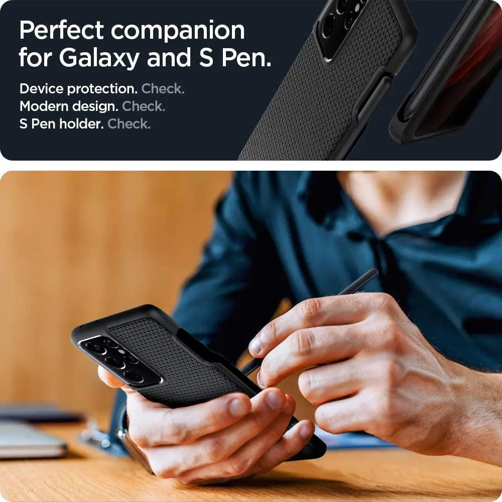 Spigen Samsung S21 Ultra Case Liquid Air (Pen Edition) Case Military Grade Drop Protection