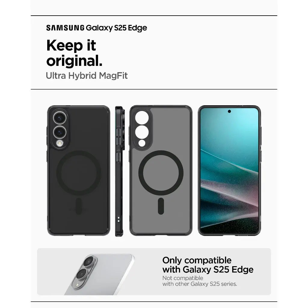 Spigen Samsung S25 Edge Case 6.7" Ultra Hybrid MagFit Frost Magnetic Phone Case Frost Back Matte Galaxy S25 Edge Case
