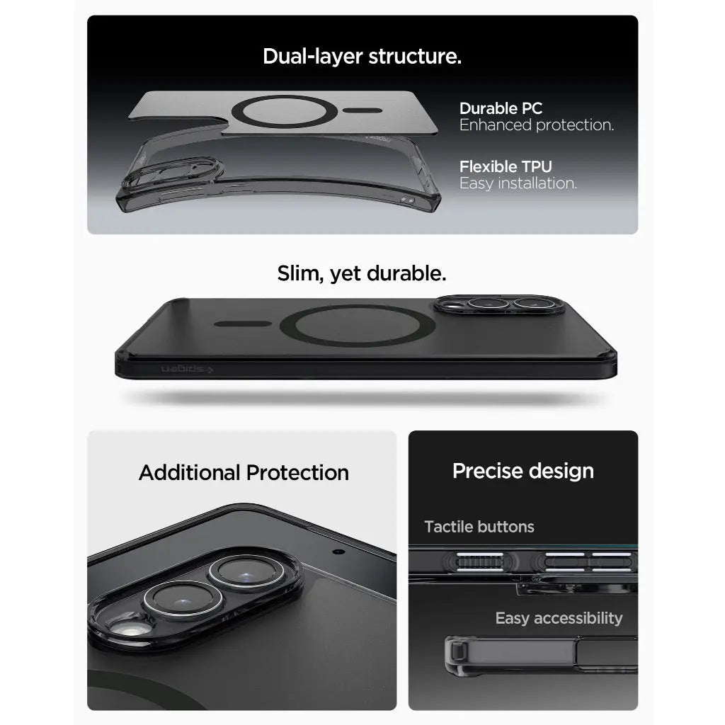 Spigen Samsung S25 Edge Case 6.7" Ultra Hybrid MagFit Frost Magnetic Phone Case Frost Back Matte Galaxy S25 Edge Case