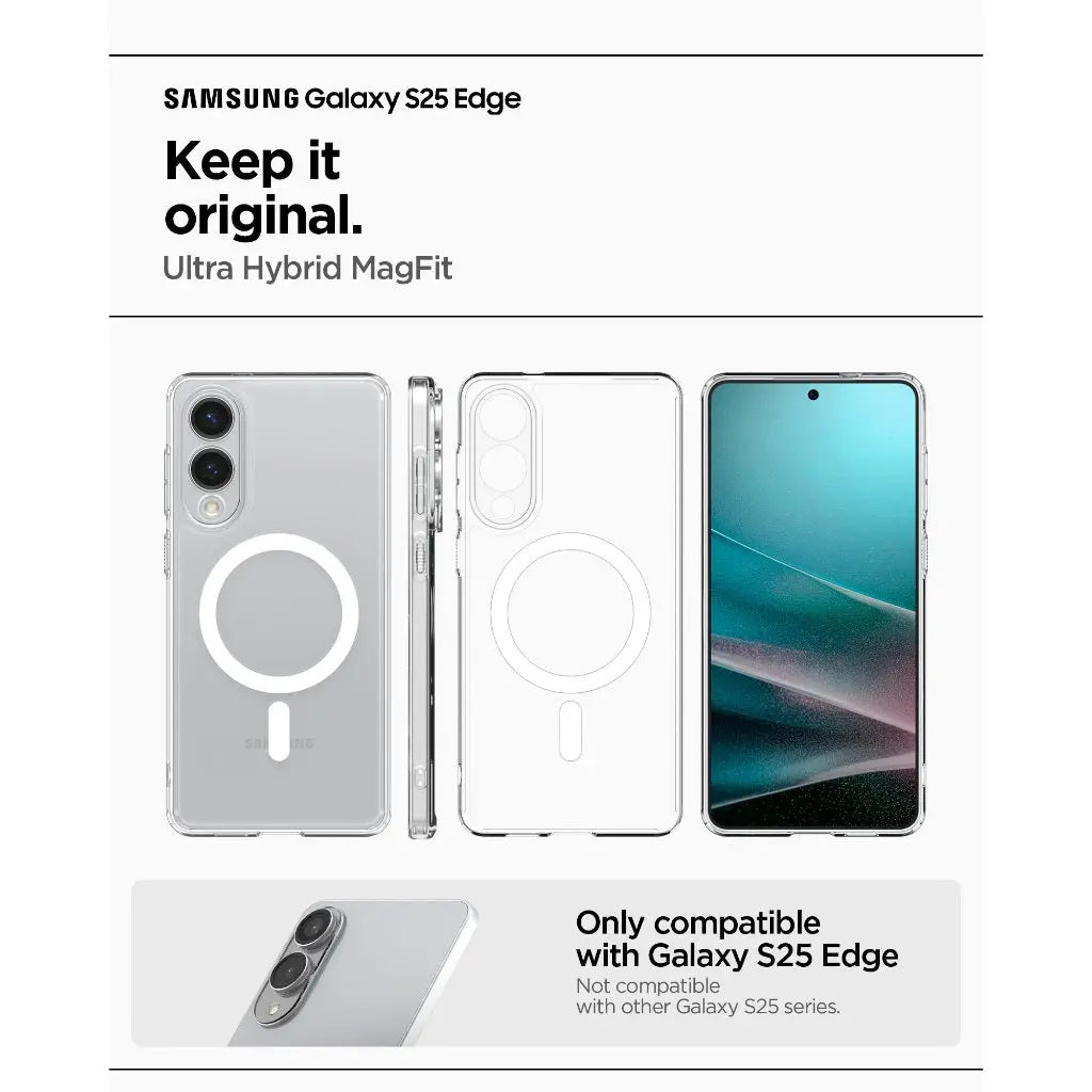 Spigen Samsung S25 Edge Case 6.7" Ultra Hybrid MagFit Magnetic Phone Case Clear Case Galaxy S25 Edge Case Samsung Cover