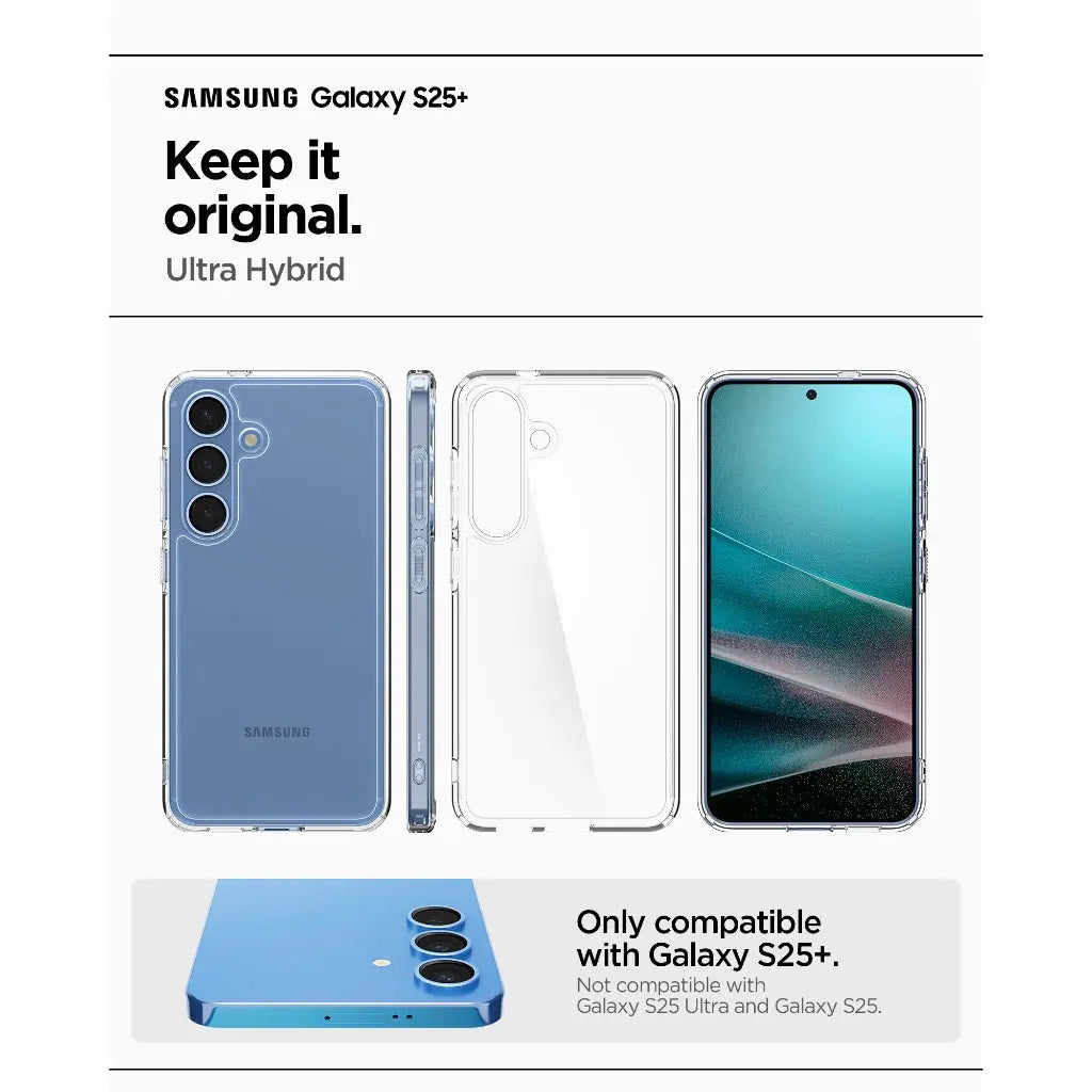 Spigen Samsung S25+ Case 6.7" Ultra Hybrid / Crystal Hybrid Clear Case Drop Protection Samsung S25 Plus Case
