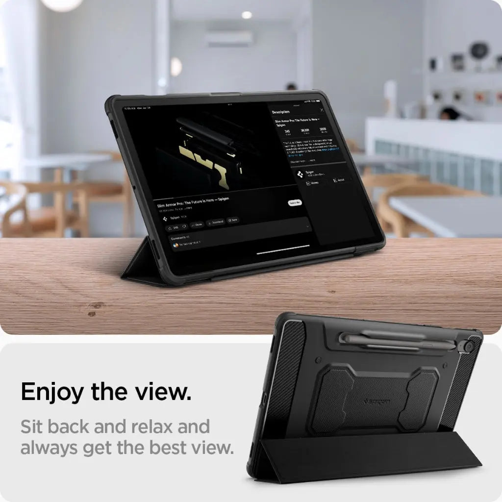 Spigen Samsung Tab S10 FE Case (2025) / S9 (2023) Rugged Armor Pro Tri-Fold Stand Galaxy Tab S10 FE / S9 Samsung Tablet