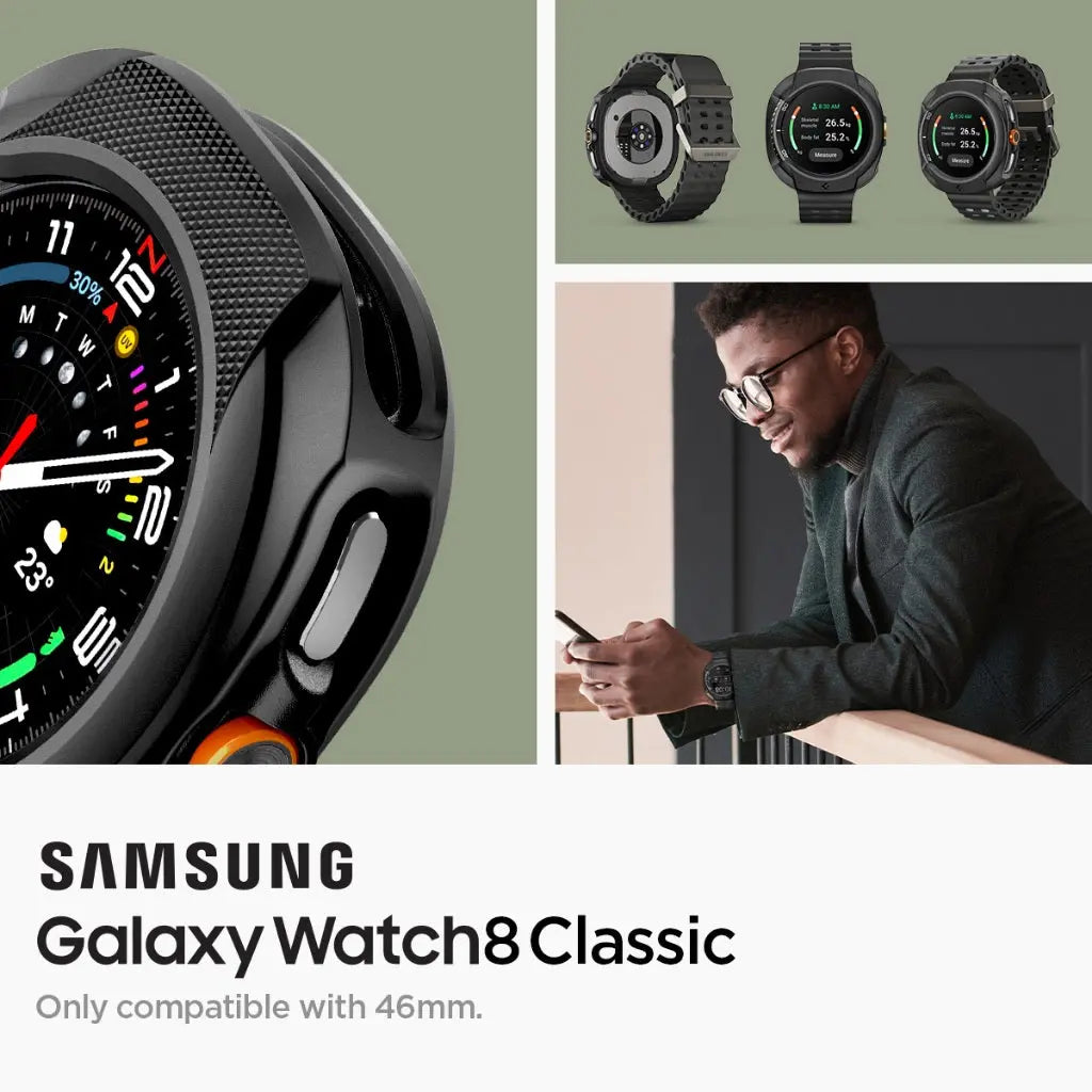 Spigen Samsung Watch 8 Classic (46mm) Case Liquid Air Samsung Casing Galaxy Watch 8 Classic Protective Matte Black Cover