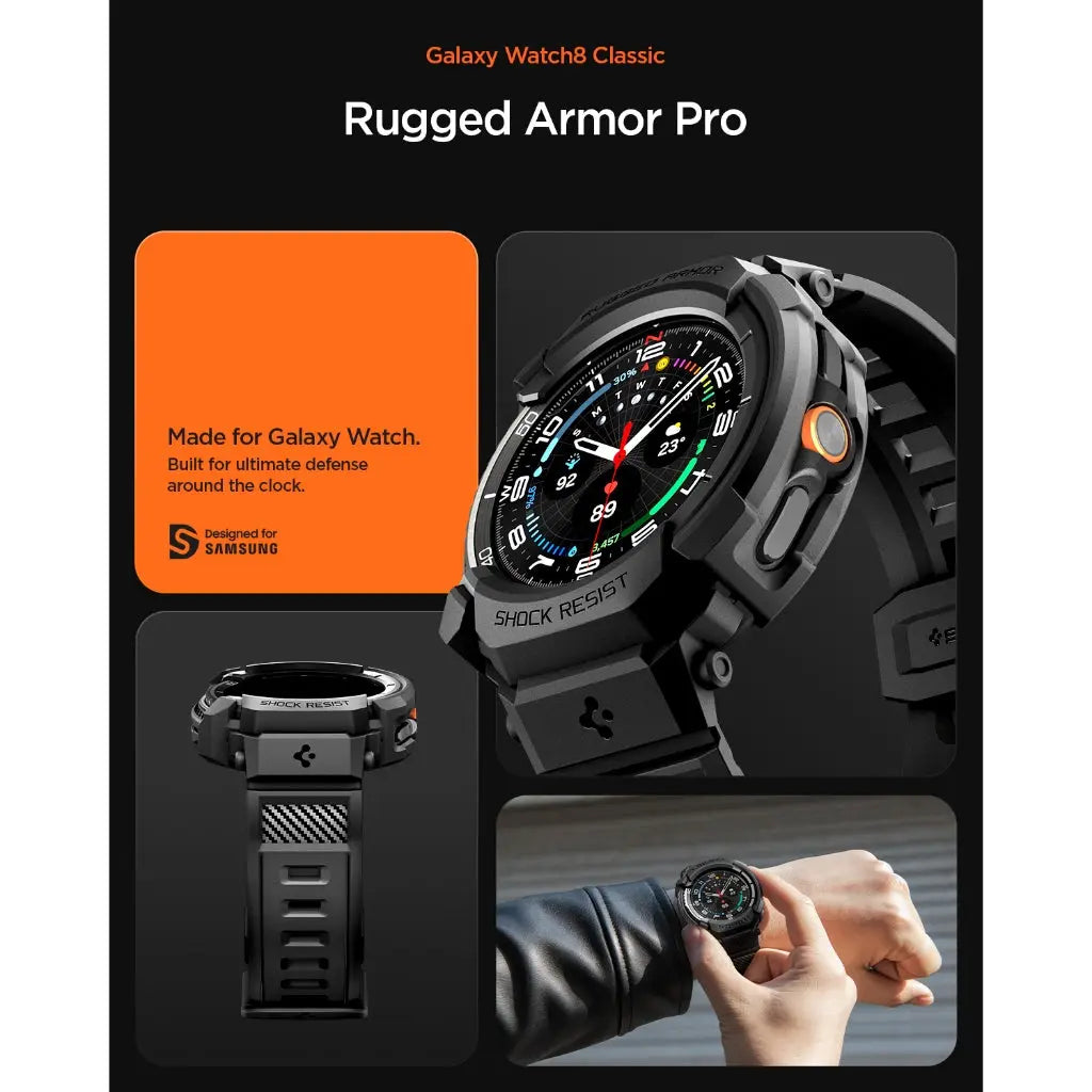 Spigen Samsung Watch 8 Classic (46mm) Case Rugged Armor Pro Galaxy Watch Strap Watch Case Watch Band Protective
