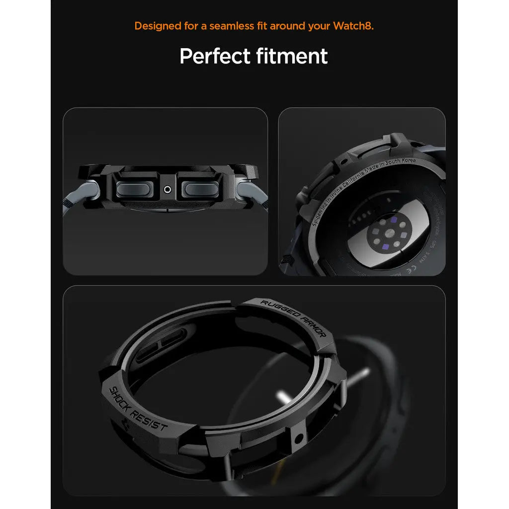 Spigen Samsung Watch 8 (40mm) Case Rugged Armor Samsung Casing Galaxy Watch 8 Protection Black Cover
