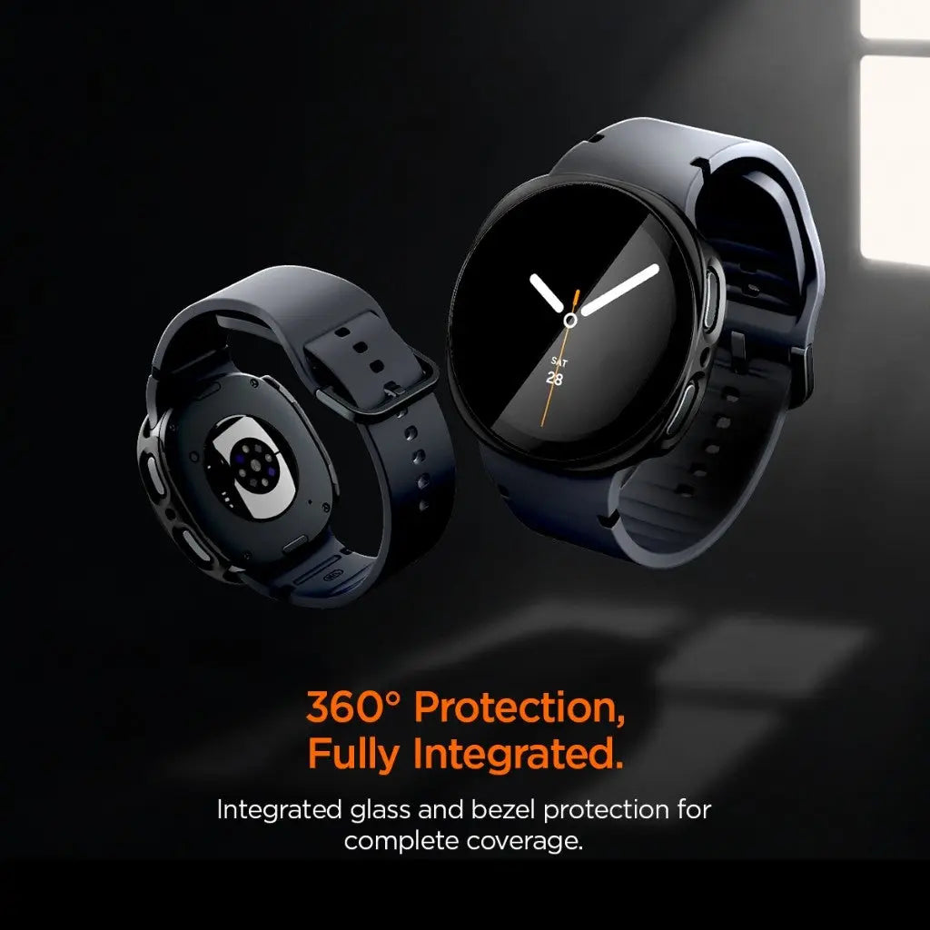 Spigen Samsung Watch 9 / Samsung Watch 8 Case (44mm) Thin Fit 360 Tempered Glass for Galaxy Watch 9