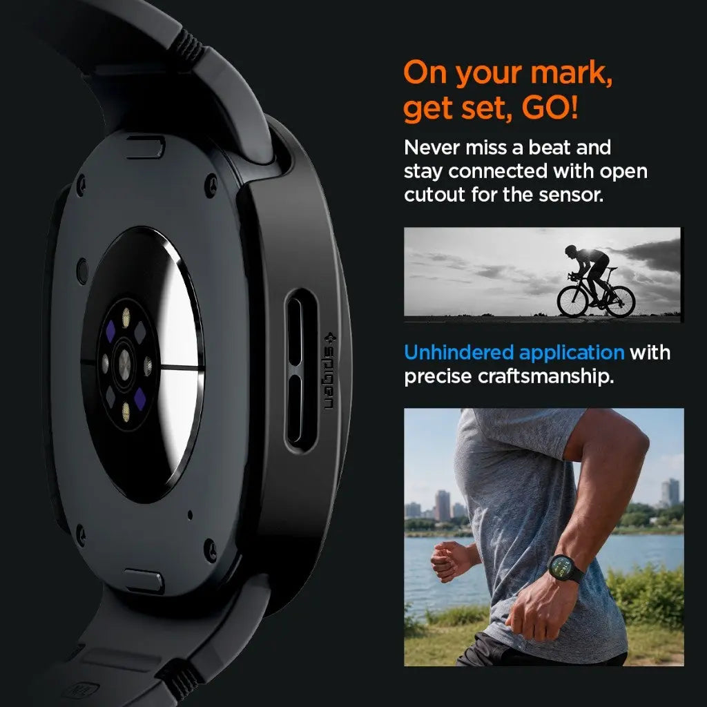 Spigen Samsung Watch 9 / Samsung Watch 8 Case (44mm) Thin Fit 360 Tempered Glass for Galaxy Watch 9
