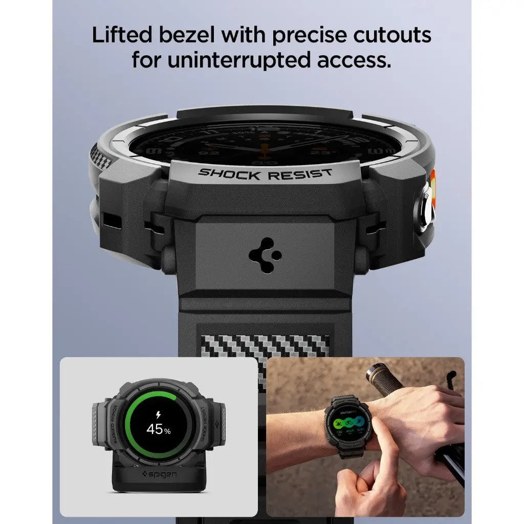 Spigen Samsung Watch Ultra 2 Case (47mm) Rugged Armor Pro Watch Band Watch Strap Galaxy Watch Case